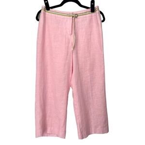 David N 100% Hanky Linen Pink Cropped Pants Size 6